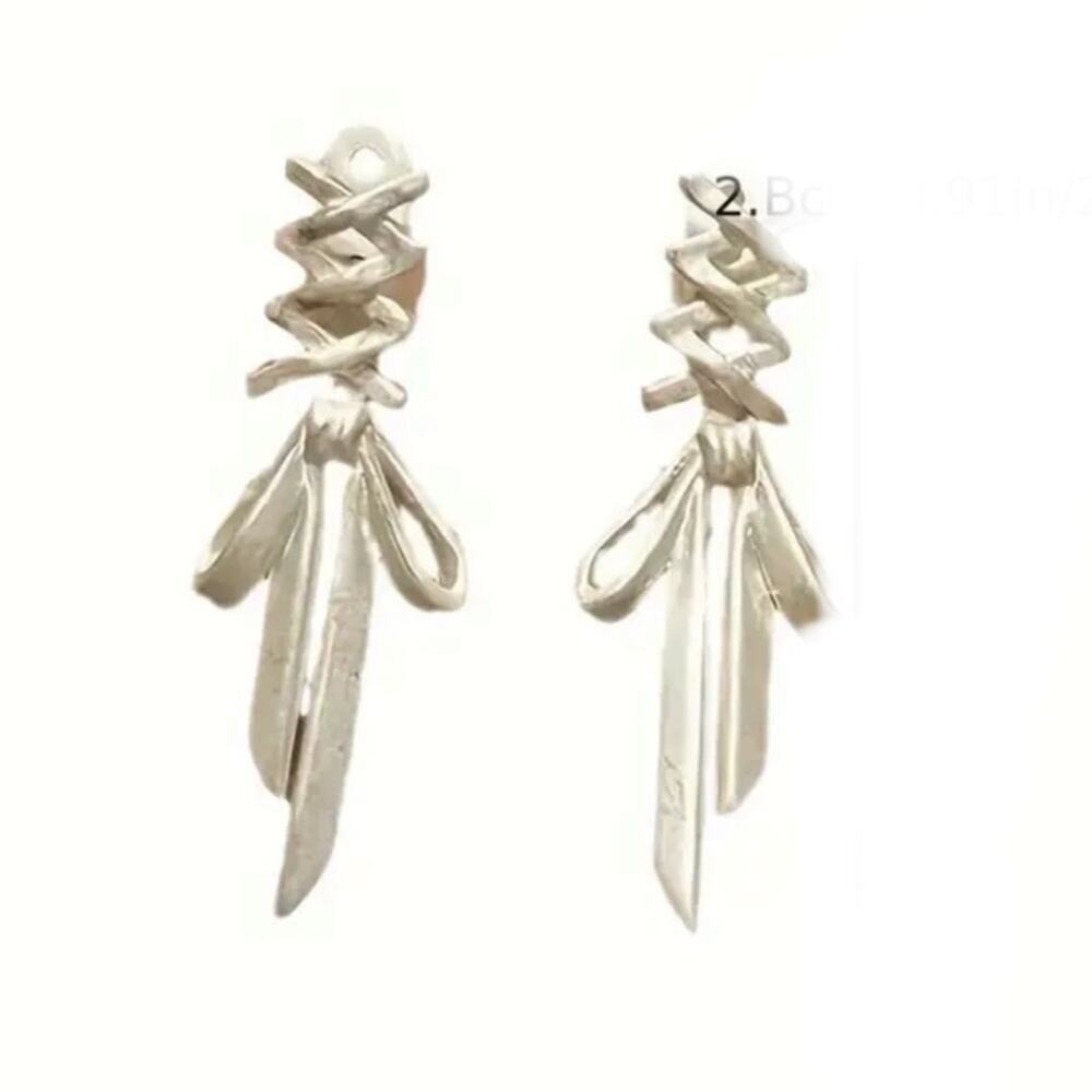Silver Bow Jacket Earrings